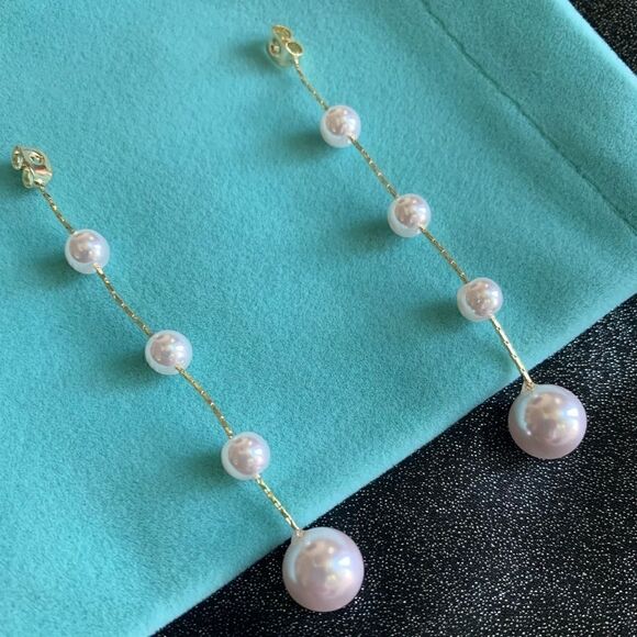 New Beautiful Bow-knot With Pearl Long Tassel Earrings 2 in 1 - Picture 10 of 12